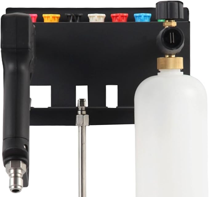 Pressure Washer Gun Holder,Foam Cannon Holder for Pressure Washer Gun, Foam Cannon,Fit 1/4 Inch Quick Connector,Pressure Washer Nozzle Tips and Wand Extension Storage Rack Wall Mounted