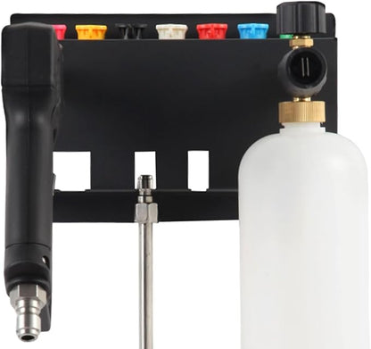Pressure Washer Gun Holder,Foam Cannon Holder for Pressure Washer Gun, Foam Cannon,Fit 1/4 Inch Quick Connector,Pressure Washer Nozzle Tips and Wand Extension Storage Rack Wall Mounted