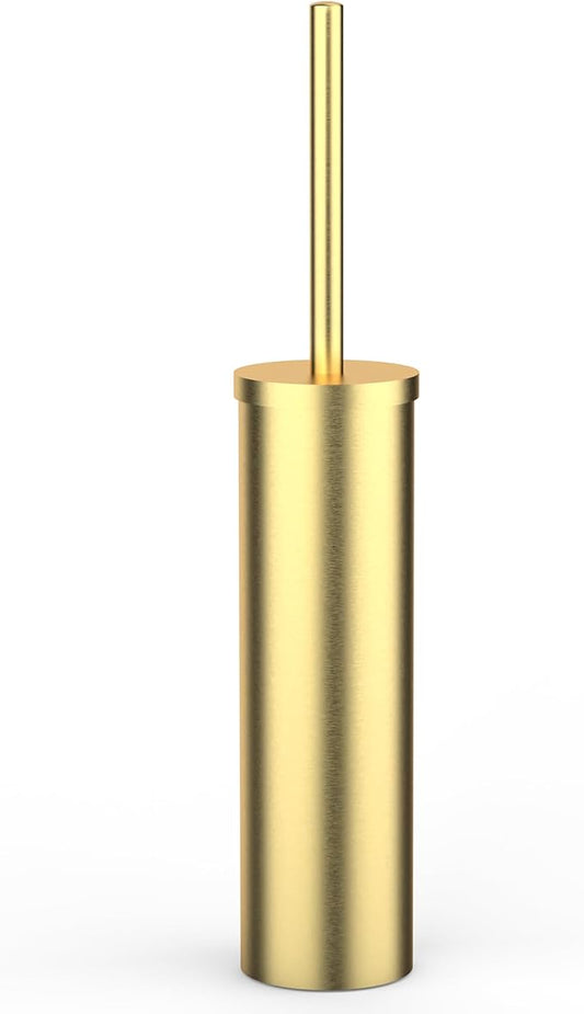 Stainless Steel Toilet Brush and Holder Set Brushed Silver Heavy Duty Toilet Bowl Brush with Long Handle for Bathroom and Farmhouse (Gold)