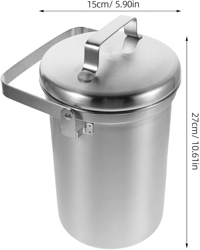 Compost Bin for Kitchen Countertop - 3L Stainless Steel Indoor Compost Bucket - Garbage Can Trash Pail for Kitchen Food Waste with Carrying Handle
