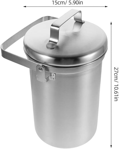 Compost Bin for Kitchen Countertop - 3L Stainless Steel Indoor Compost Bucket - Garbage Can Trash Pail for Kitchen Food Waste with Carrying Handle