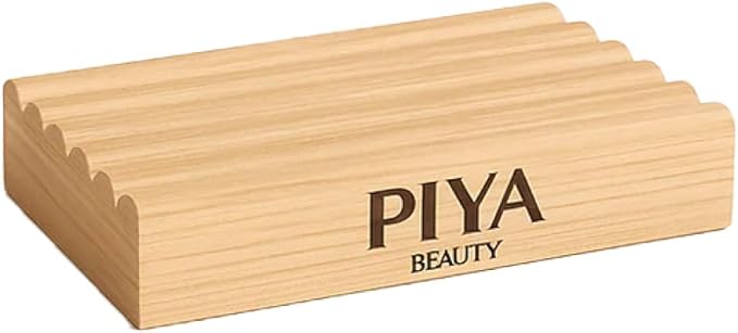 PIYA Soap Dish, Handmade Natural Wood Soap Holder, Drainable, Eco-Friendly Tray for Bar Soaps & Bathroom Use