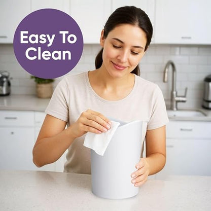 Superio Small Bathroom Trash Can with Lid, Modern White Mini Waste Bin with Swing Lid (1 1/2 Gallon, 6 Liter) Plastic Garbage Can for Kitchen, Bathroom, Bedroom, Office, Under Desk (4, White)