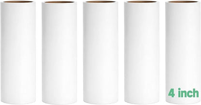 5 Pack 4 Inch Lint Roller Refills, 60 Sheets Per Roll - 300 Total Sheets | Sticky Adhesive Lint & Pet Hair Remover for Clothes, Furniture, Car Seats & Bedding (5, 4 Inch)
