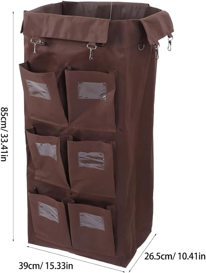 OUNONA Janitorial Cart Bag Large Capacity Leakproof Cleaning Cart Organizer Compatible with Hotel Housekeeping Carts 33.46X15.35X10.43 Inch