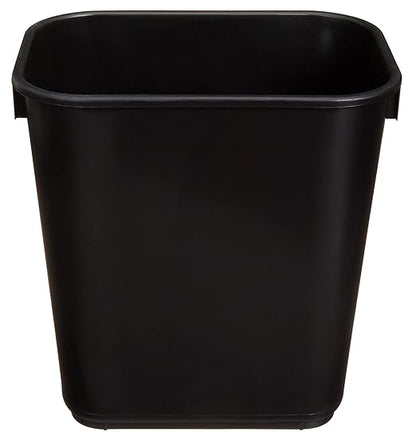 Amazon Basics Small Rectangular Commercial Office Wastebasket, Easy to Clean, 3 Gallon, Black, 2-Pack