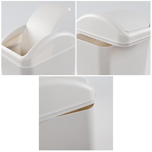 3.5 Gallons/14 Liter Small Trash Can, Plastic Swing Lid Garbage Bin，9.8" x 6.6" x 16.7"