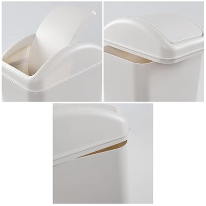 3.5 Gallons/14 Liter Small Trash Can, Plastic Swing Lid Garbage Bin，9.8" x 6.6" x 16.7"