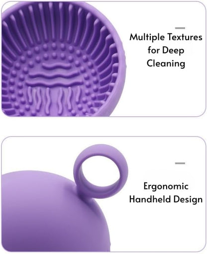 Silicone Scrubber Ball Cleaning Bowl – Multi-Purpose Brush Cleaner for Makeup & Dishes – Cute Round Design – Soft Scrubbing Pad for Beauty Tools, Kitchenware – 8 Colors (Orange)
