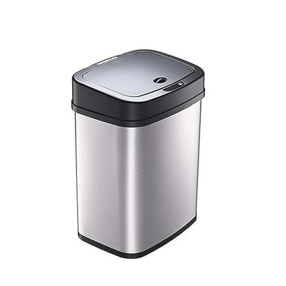 DZT-12-5 12L Stainless Steel Smart Waste Bin with Motion Sensor | Touchless Auto-Open Lid & Soft-Close for Bathroom, Kitchen & Office (Sliver)