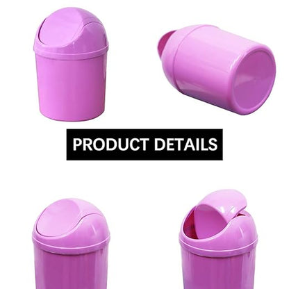 SITAKE 2 Pcs Plastic Mini Wastebasket Trash Can with Swing Lid with 120 Trash Bags, Tiny Desktop Waste Garbage Bin for Home, Office, Kitchen, Vanity Tabletop, Bedroom, Bathroom (Blue + Purple)