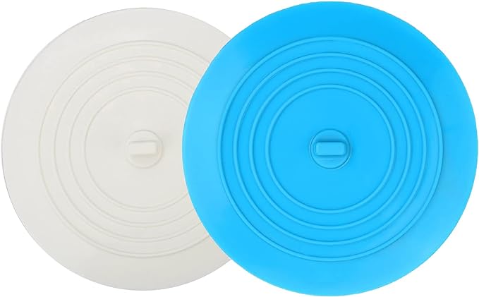 V-TOP Tub Stopper 2 Pack, 6 inches Large Silicone Drain Plug Hair Stopper Flat Suction Cover for Kitchen Bathroom and Laundry