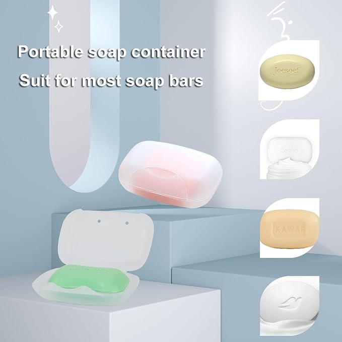 Travel Soap Holder Bar Soap Dish Shower Soap Saver Case Container Box for Bathroom Camping Gym Vonpri (Transparent 3pack Without Bag)