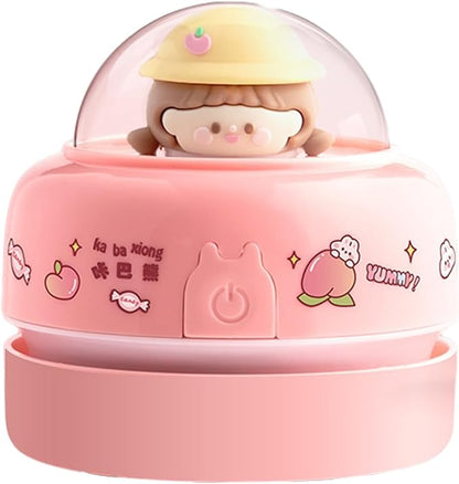 Talent Star Mini Desktop Vacuum Cleaner, Portable Battery Powered Vacuum Cleaner for Desk Cordless 360-degree Rotatable Desktop Vacuum for Cleaning Eraser Crumbs Hairs Crumbs Keyboard Pink