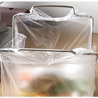 Tabletop Trash Bag Holder-Folding Stainless Steel Trash Bag Holder 11" Garbage Storage Metal Bracket for Countertop,Kitchen,Waste,Living Room,Dining Room,Bar Counter,Indoor Outdoor (Sliver)