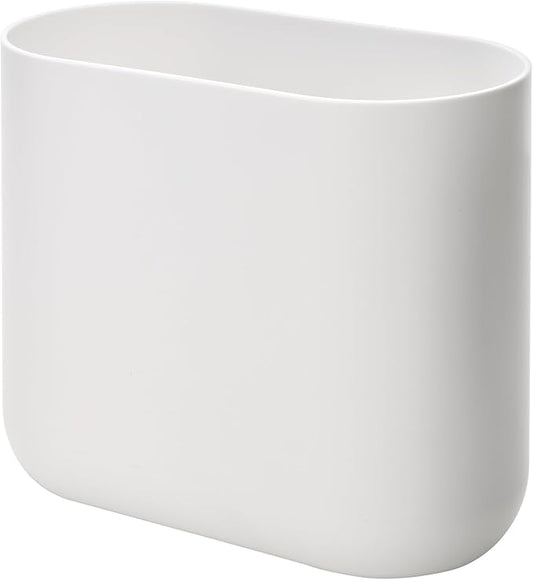 iDesign Small Slim Plastic Bathroom Trash Can, Garbage Can for Bedroom, Office, Desk, Dorm, White