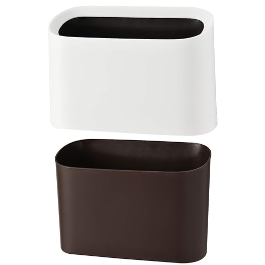 SUBEKYU 0.4 Gal Mini Countertop Trash Can, Small Desktop Garbage Can for Office, Tiny Wastebasket, Plastic, White