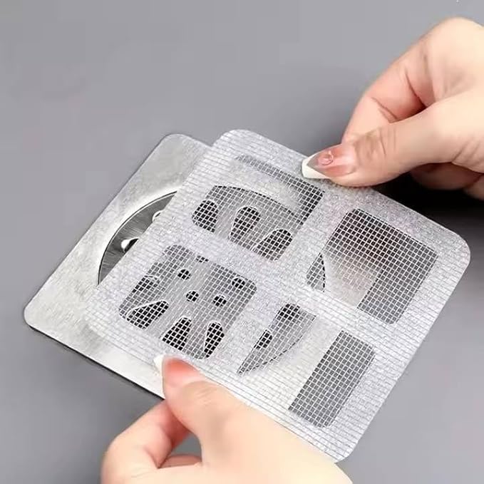 25 Packs - Disposable Shower Drain Hair Catcher 3.94 Inches Square Drain Hair Catcher Stickers for Bath & Kitchen - Hair Catcher Shower Drains Cover for Human & Pet Hair - Mesh for Bathtub & Laundry