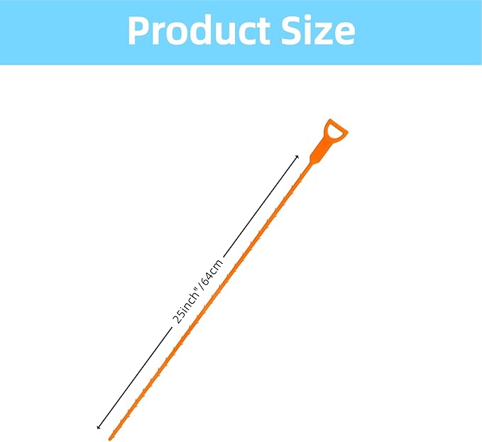 8 Pack 25 Inch Drain Snake Clog Remover Tool,Hair Cleaner for Shower, Kitchen Sink, Bathtub and Bathroom, Flexible Plastic Drain Auger Cleaning Tool