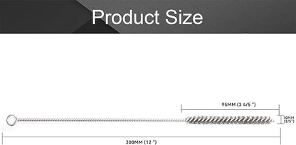 12 Inch Pipe Cleaning Brush Set with Stainless Steel Bristles, Steel Wire Tube Brush Kit for Auto Parts Polishing, Machining, Bottles, Tubes, Etc.（10mm-5pcs）