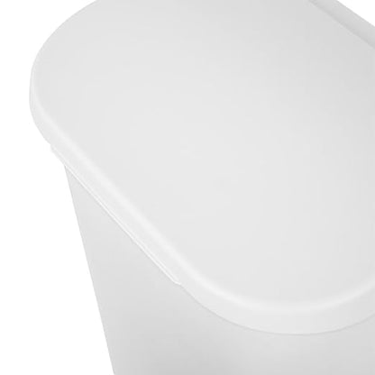 Sterilite 11.3 Gallon D Shape Flat Side Lift Top Lid Wastebasket Trash Can for Kitchen, Home Office, and Garage, or Workspace, White (12 Pack)