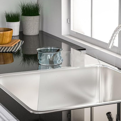 Kitchen Sink Splash Guard Water Barrier Acrylic Baffle for Bathroom and Kitchen with Adhesive Tape 13.77X8.26X1.96In Anti-Splashing Protection