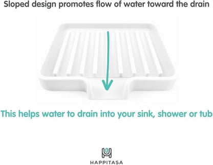 Silicone Soap Dish Tray and Sponge Holder with Drain Chute, Rectangular, Kitchen and Bathroom Sink Organizer (Mocha, 5.2"x4" (Set of 2), 7.2 Ounces)