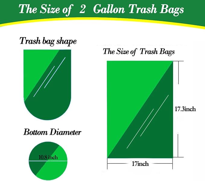 Hommaly 2 Gallon (1.8-2 Gal)120 pcs Small Clear Trash Bags, Strong 1.8 Gallon Garbage Bags, Bathroom Trash Can Bin Liners Unscented, Mini Plastic Bags for Office, Waste Basket Liner,Fit 6,7,8 Liters