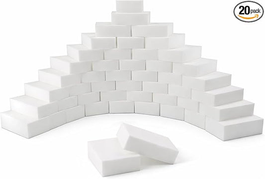 20 Pack Magic Cleaning Sponge Erasers, Non-Scratch Melamine Sponge Bulk Multi-Surface Cleaner Melamine Foam Cleaning Scrubber Pad Sponges for Household Wall Shoes Bathtub Door Shower Bathroom Kitchen