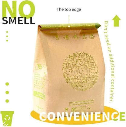 HYTREND-Kitchen Food Waste Bag-120 Bags-%100 Compostable paper Bag - Leak Resistant - Small-Certified by BNQ and BPI,CMA-I,CMA-W