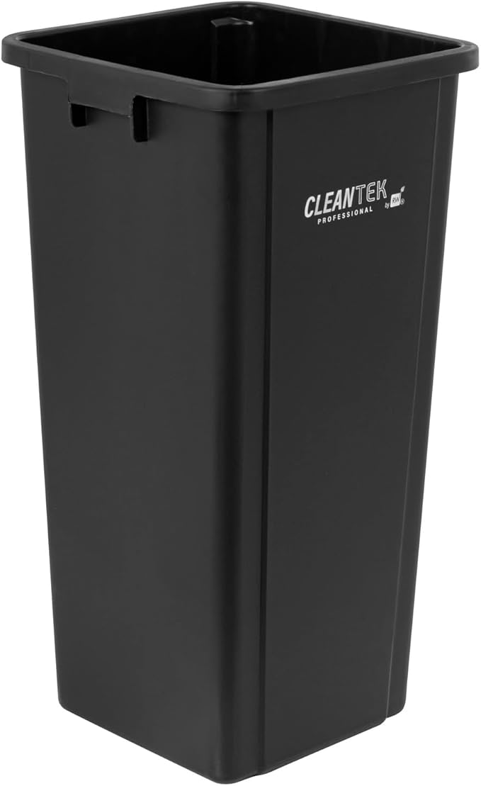 Restaurantware-Clean Tek Professional 23 Gallon Trash Can, 1 Square Waste Basket - Lid Sold Separately, Space Saving, Black Plastic Garbage Bin, Ideal For Home, Office, Restaurant, And More