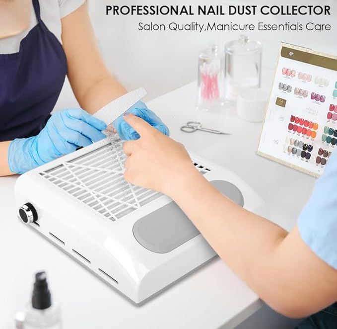 Nail Dust Collector Vacuum 80W Adjustable Power Suction CoFashion Nail Dust Cleaner Machine for Manicure, Dust Collector for Nails for Salon Home Use- Nail Filter When Using Nail Drill