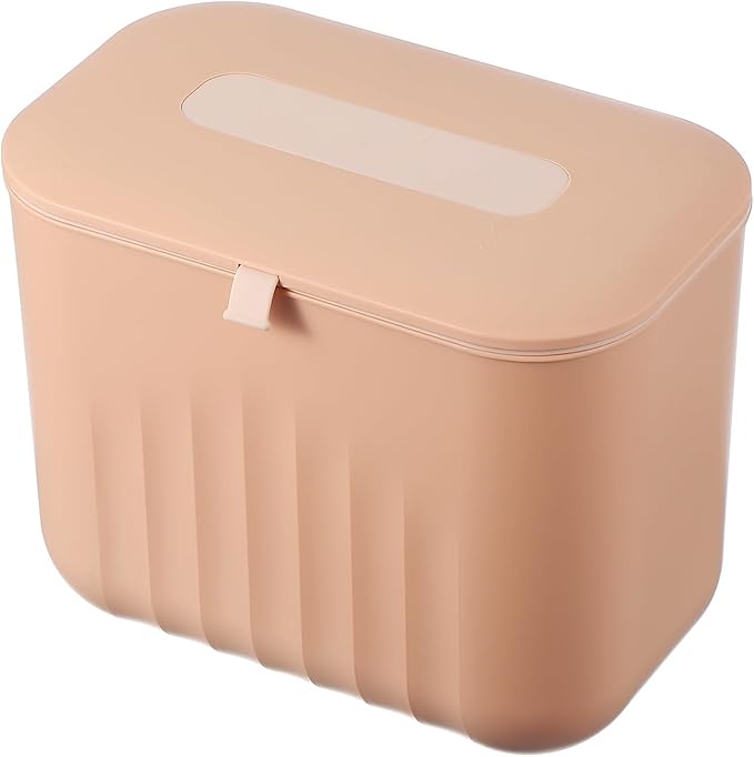 uxcell Kitchen Compost Bin Hanging Small Trash Can, 7L/1.8Gallon Plastic Trash Can with Lid, Suitable for Countertop, Under Sink or Wall Mounted, Pink