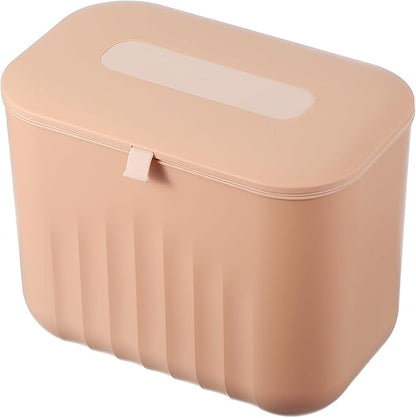 uxcell Kitchen Compost Bin Hanging Small Trash Can, 7L/1.8Gallon Plastic Trash Can with Lid, Suitable for Countertop, Under Sink or Wall Mounted, Pink
