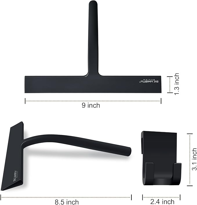 Silicone Rubber Blade Shower Squeegee 9" in Width Window & Car Squeegee for Shower, Glass, Window (Black, 9 Inches)
