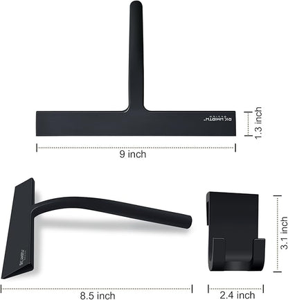 Silicone Rubber Blade Shower Squeegee 9" in Width Window & Car Squeegee for Shower, Glass, Window (Black, 9 Inches)
