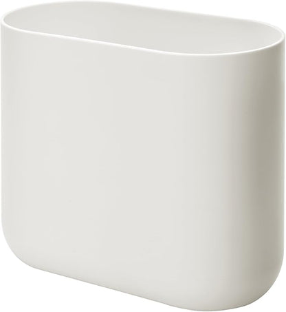 iDesign Small Slim Plastic Bathroom Trash Can, Garbage Can for Bedroom, Office, Desk, Dorm, Coconut White