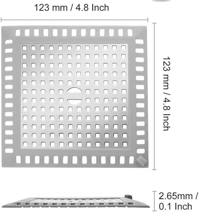 Hair Catcher/Drain Strainer/Shower Drain Cover for Bathroom Floor Drain, Stainless Steel and Silicone (2pack,4.9 inch) (Silver)
