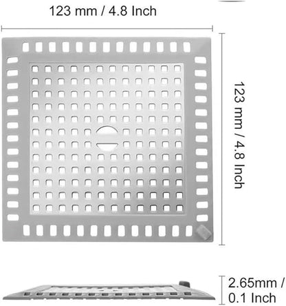 Hair Catcher/Drain Strainer/Shower Drain Cover for Bathroom Floor Drain, Stainless Steel and Silicone (2pack,4.9 inch) (Silver)