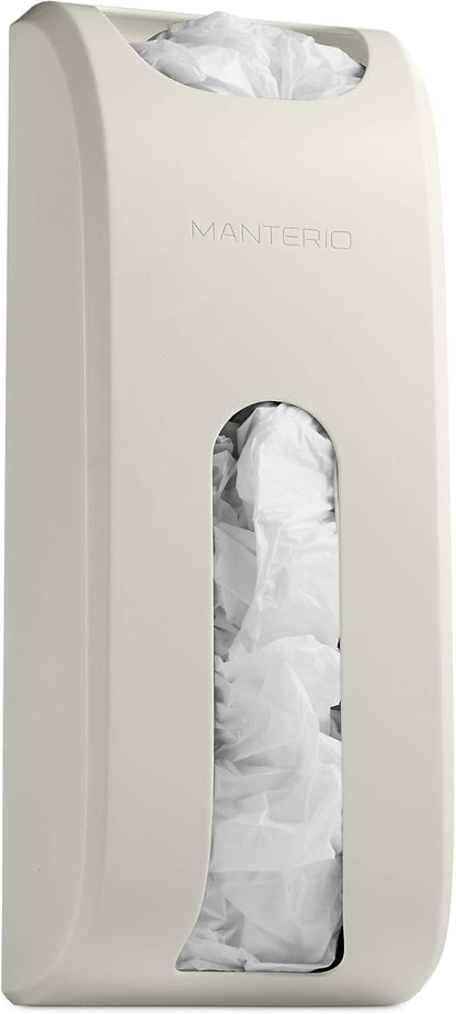 Manterio Wall Mount Plastic Bag Organizer | Durable Plastic Grocery Bag Saver | Smudge Proof, Fingerprint Resistant (Cream)