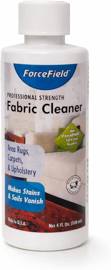 ForceField Fabric Cleaner 4 oz – Removes Tough Stains from Upholstery, Carpet, Rugs & Clothing – No Re-Soiling Formula, WoolSafe Approved, Deep Fiber Cleaning