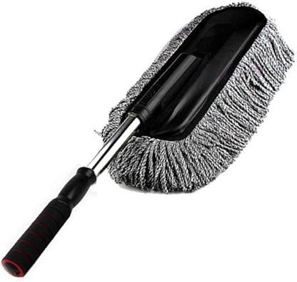 Removable Telescopic Car Wax Drag Nano Fiber Car Wash Brush Car Dusting Tool Car Mop Wax Dash Duster Exterior Interior Cleaning Kit (Premium Car Duster 1 Pcs Set, Gray)