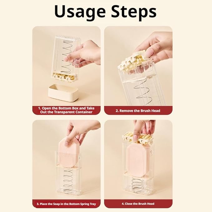 Drain Soap Container - Roller Brush Foaming Cleansing Keeper Portable Spring Powered Washing Box for Fabric Care, Zero Waste Soap Saver Holder for Laundry Bathroom Shower (3pcs)