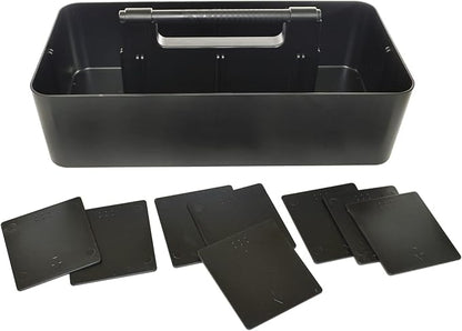 New Plastic Portable Makeup Organizer Caddy Tote Divided Basket Bin with Handle, for Bathroom Storage - Holds Blush Makeup Brushes, Eyeshadow Palette, Lipstick - Extra Large Made In USA (Black)