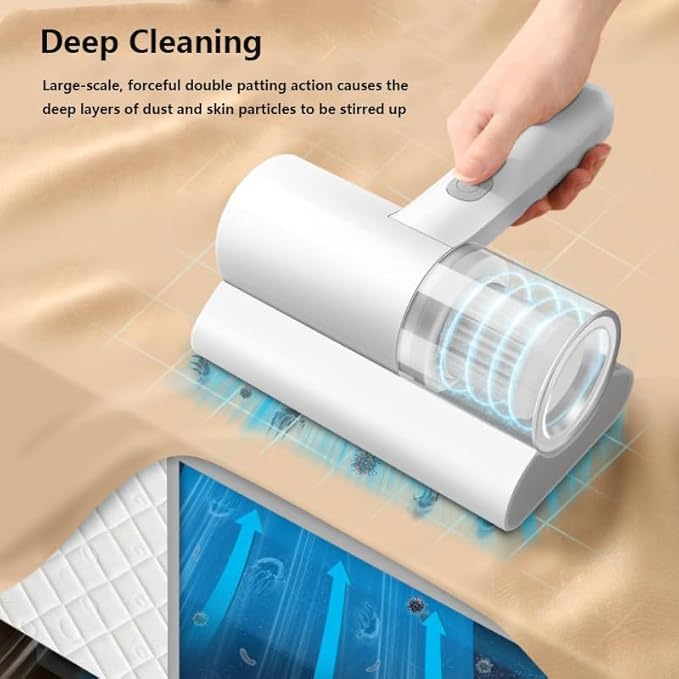 Mattress Vacuum Cleaner Smart Handheld Vacuum Cleaner with Charging Function 10Kpa Suction UV-C Light Low Noise Suitable for Beds, Sofas, Car Seats, Carpets