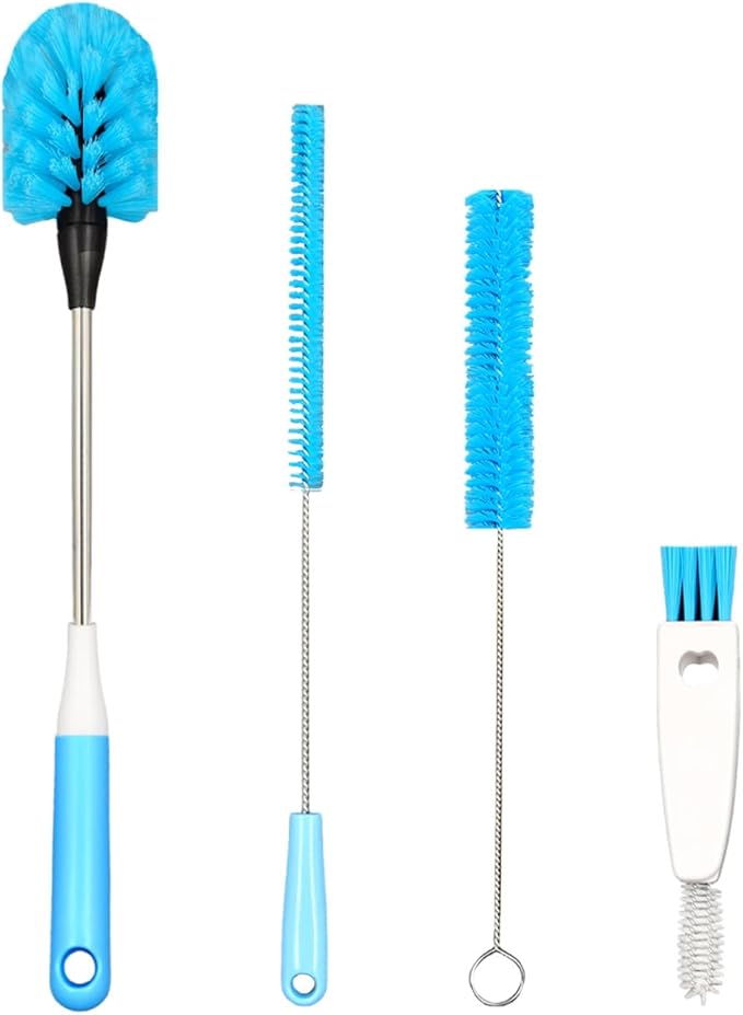 4-in-1 Bottle Brush, Long Handle Water Bottle Brush & Straw Cleaner Brush, Lid Brushe, for Cleaning Water Bottle, Flask, Wine Decanters, Coffee Mugs,Baby Bottles