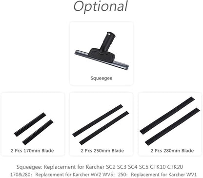 2Pcs Rubber Squeegee Replacement Blades, 250mm/280mm Squeegee Rubber Accessory Black Squeegee Replacement Rubber for Glass Doors Windows Bathroom Car Windshield (2 Pcs 250mm Blade)