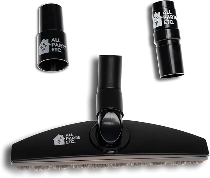 1.25" Hardwood Floor Vacuum Brush Attachment with Natural Horsehair Bristles - Includes 1-3/8" & 1.5" Adapters - Compatible with Shark, Miele, Hoover, Shop Vac, Eureka, Oreck