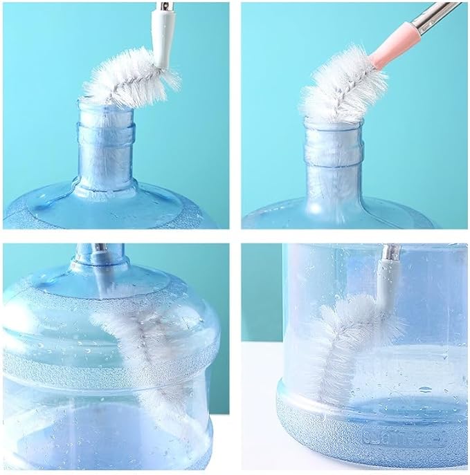 LUFOX 2 Pack 28" Long Bottle Brush, 3 & 5 Gallon Bottle Cleaner Brush, Bendable Replaceable Brush Head Bottle Cleaning Brush for Family