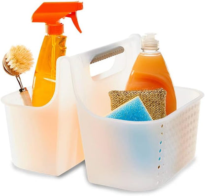 madesmart Large Soft Grip Tote, Under Sink Bathroom Storage, Multi-Purpose Home Organization, EPA Certified, Premium Antimicrobial White (Pack of 2)